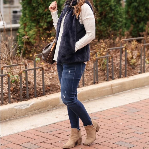 A New Day Navy Faux Fur Vest 